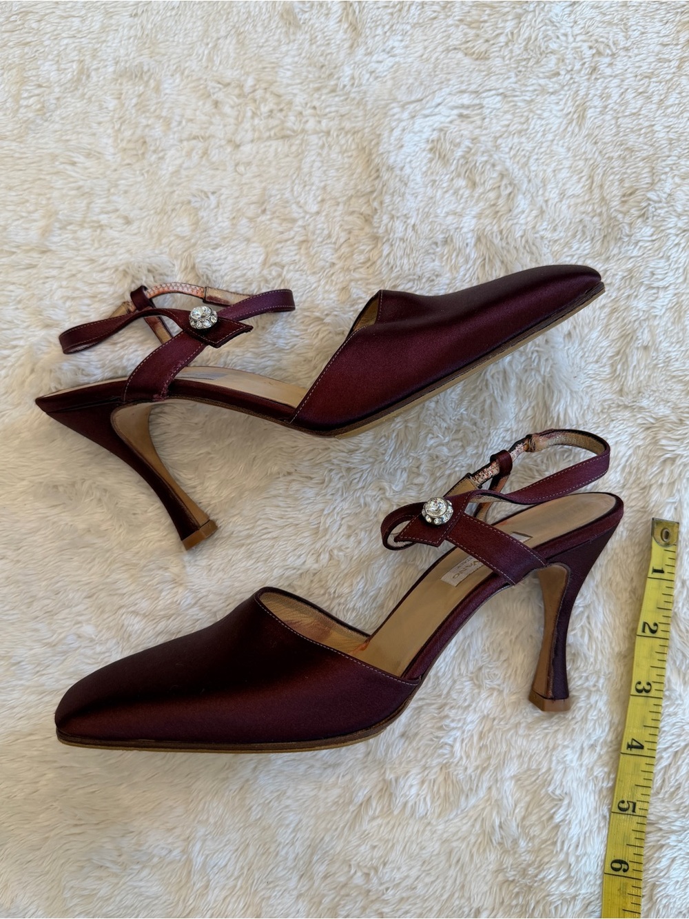 Vera Wang Women’s Burgundy Satin Slingback Heels